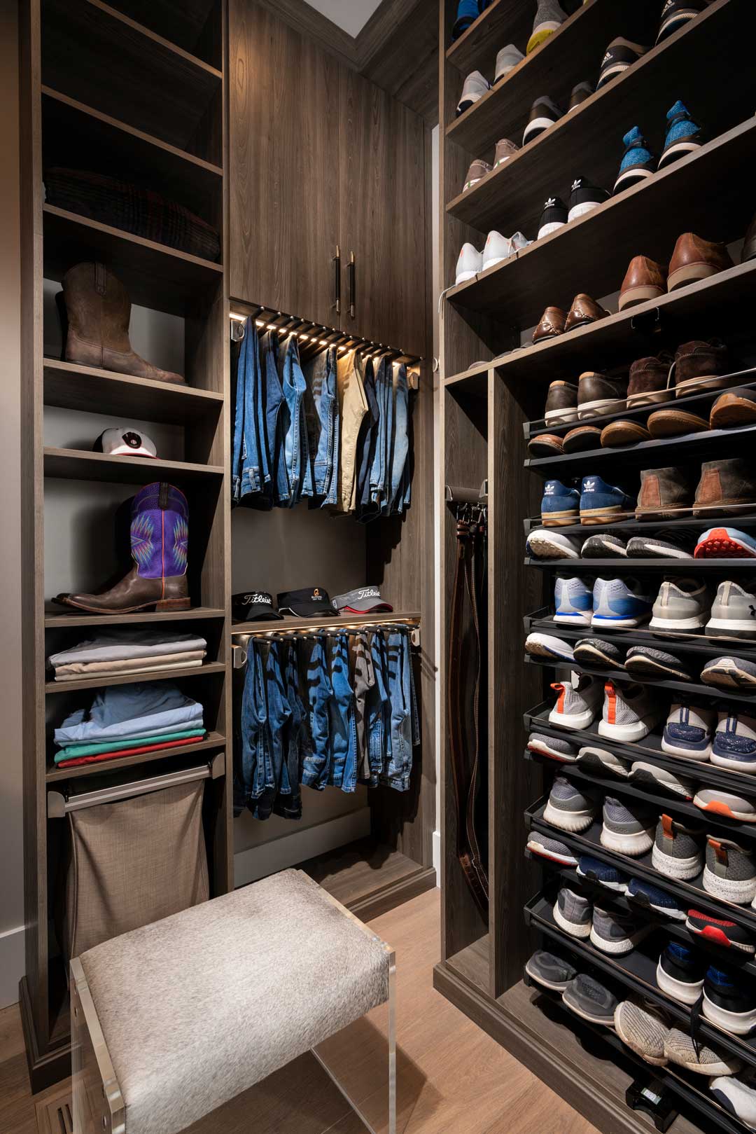 Custom closet built-in featuring shoe racks