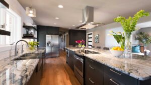 Kitchen design with custom cabinetry and stove hood