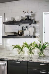 Kitchen design with custom cabinetry and shelving
