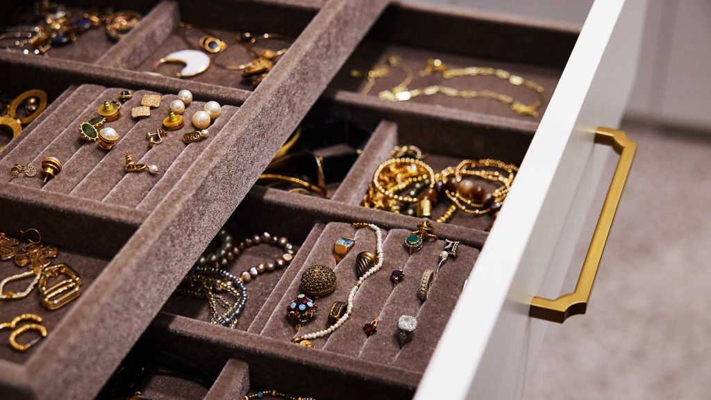 Jewelry drawers built in for custom closets