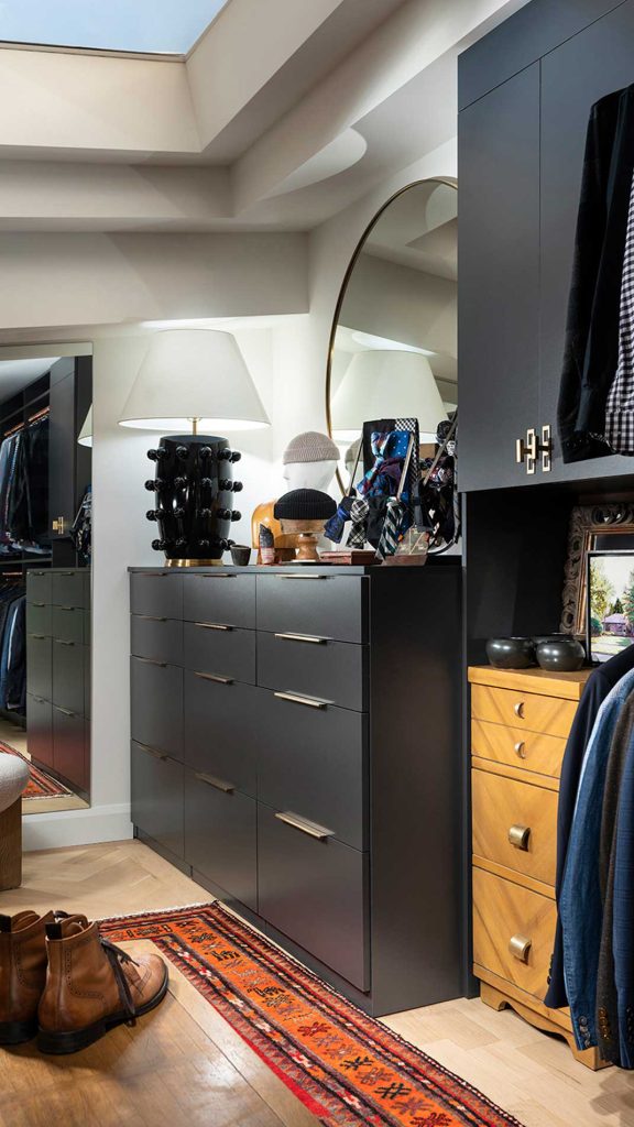 Cabinets built into redesigned closet with natural light