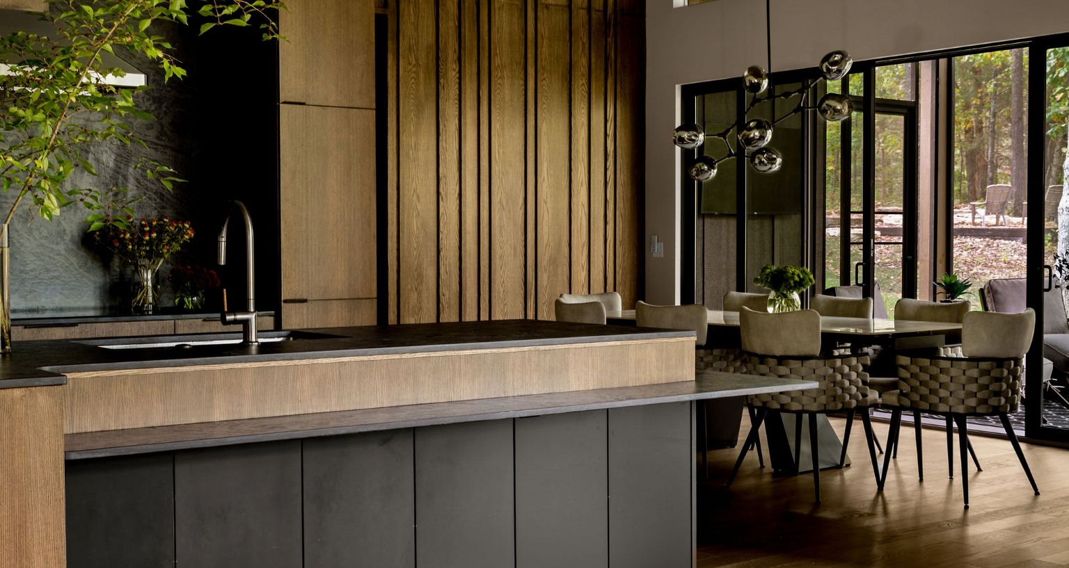 Natural beauty kitchen feature bar area