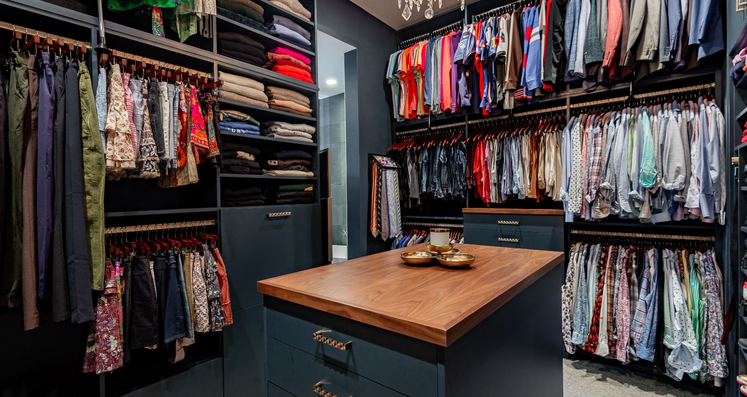 Modern and dramatic closet feature