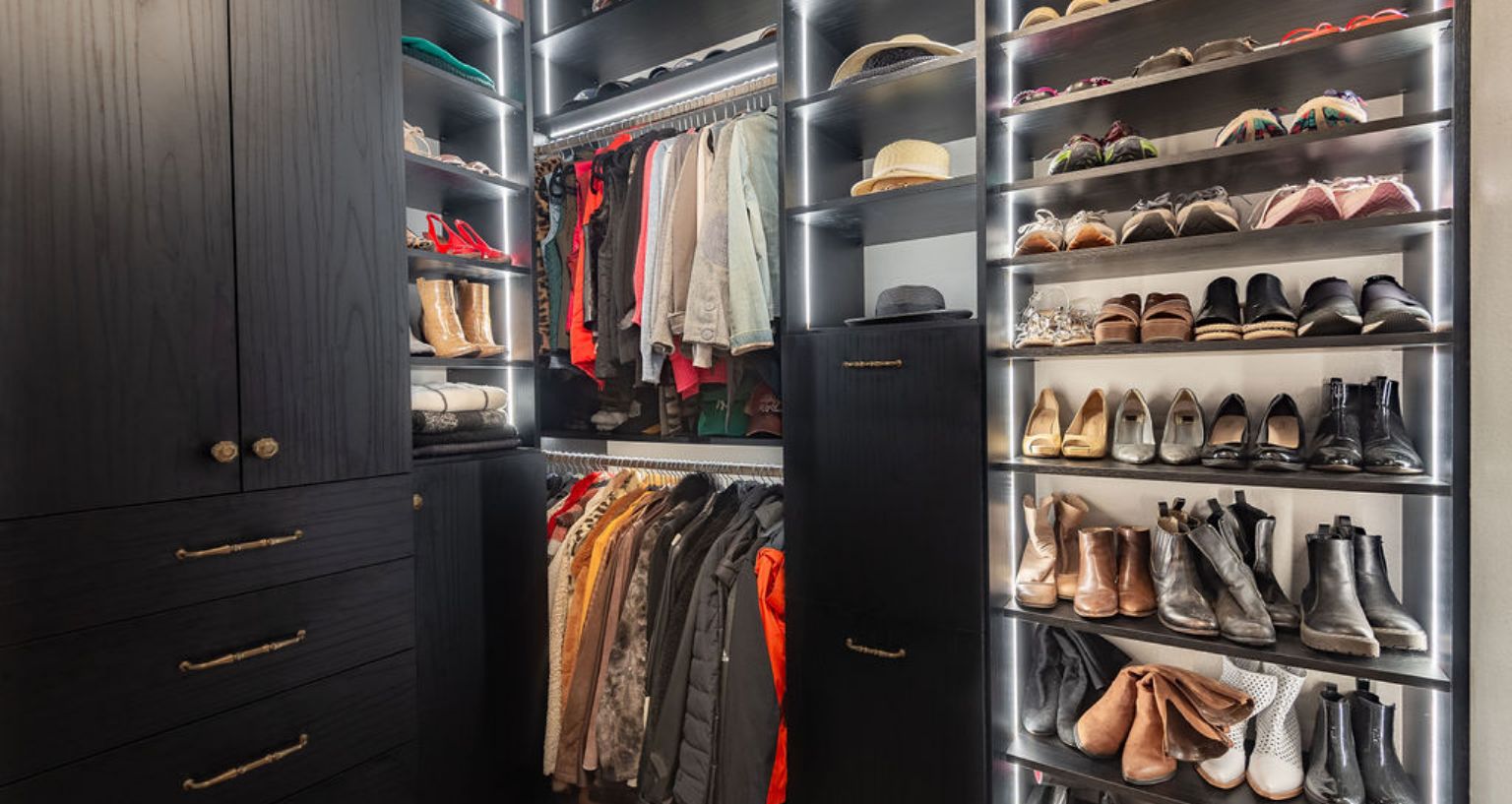classy closet with light features