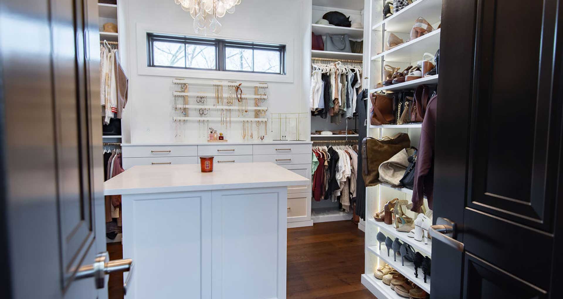 New formal closet featuring shoe rack